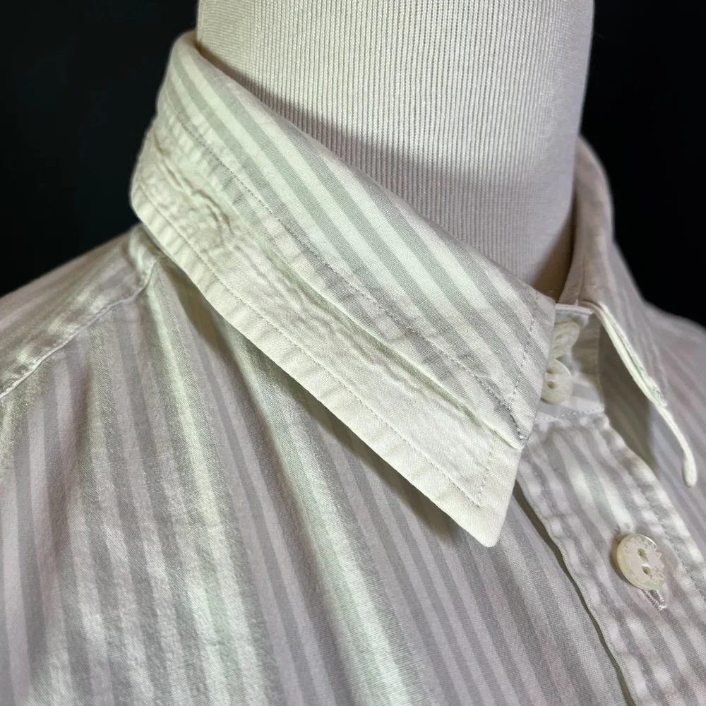 Dolce & Gabbana Size 48 Grey Striped Long Sleeve Button-Up Shirt Stretchy *Flaw - Picture 5 of 15